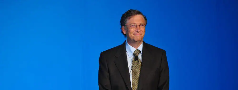 Bill Gates Picture of Bill Gates standing onstage at a conference