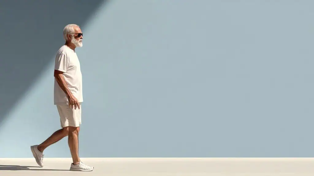 Brisk walk A middle-aged man wearing exercise clothes briskly walking