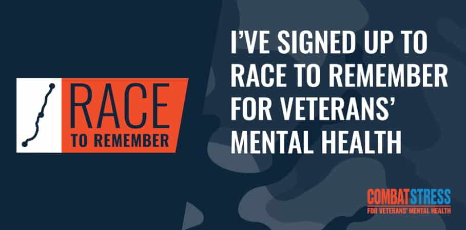 Poster for "I've signed up to Race to Remember" fundraising event for Combat Stress charity