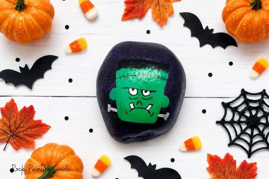 8 Easy Halloween Rock Painting Ideas for Kids 7 frankenstein painted rock
