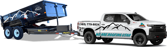 Roofing Utah work truck and dump trailer