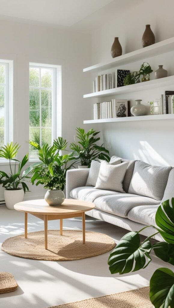 open plan living space with scandinavian inspired decor neutral toned sofa open plan living space with scandinavian inspired decor neutral toned sofa