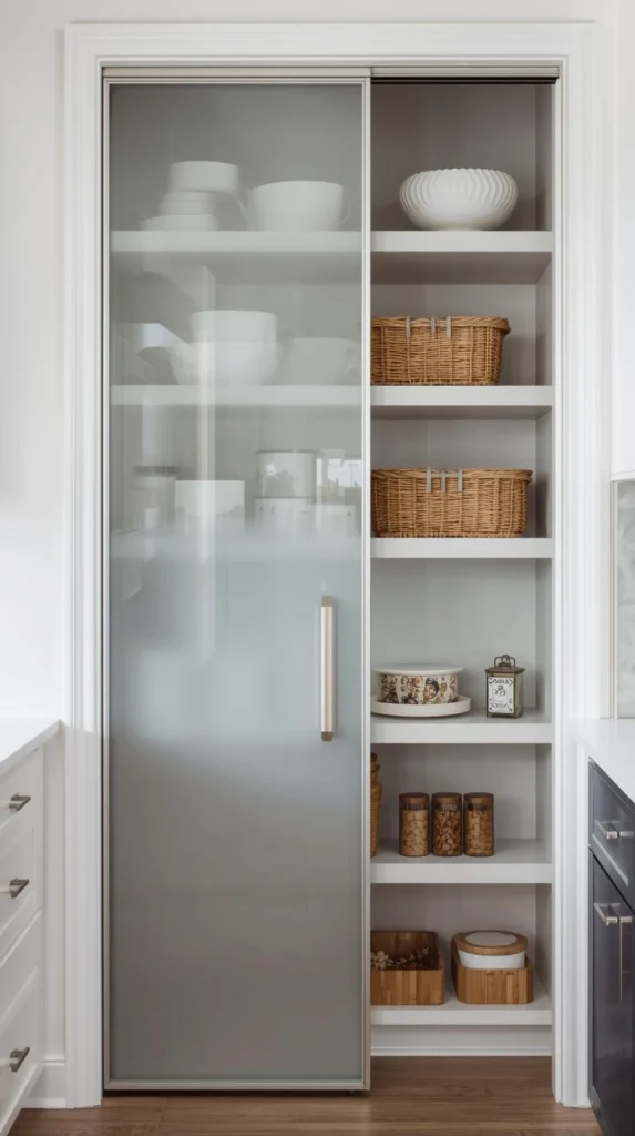 contemporary kitchen with a pantry door