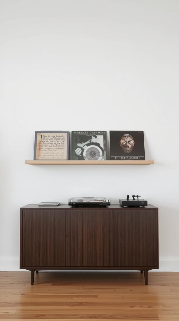 minimalist large record cabinet shelf