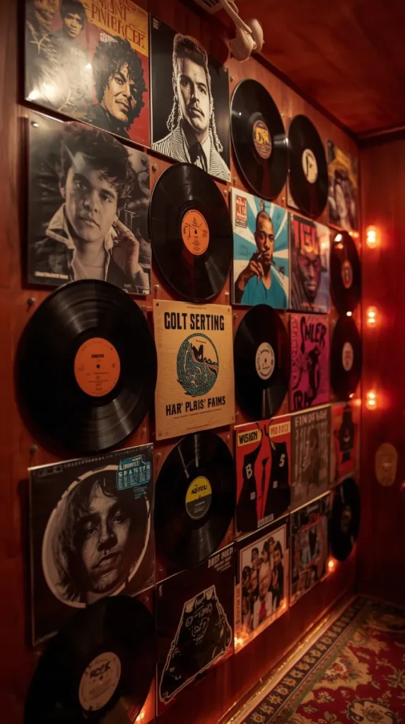 rotating wall mounted vinyl display room art wall bold album covers