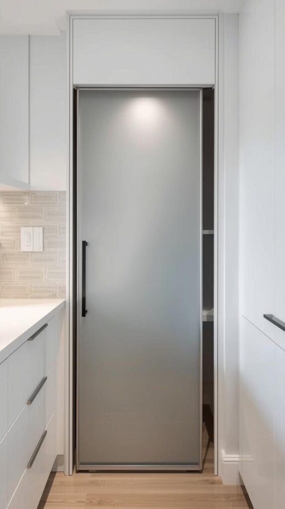 frosted pocket glass pantry door