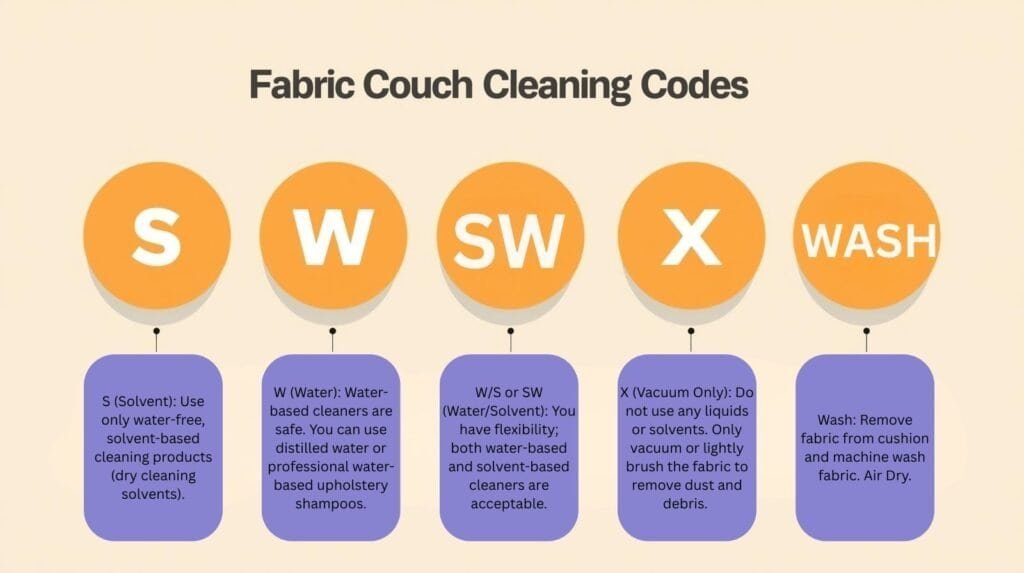 Fabric Couch Cleaning Codes chart