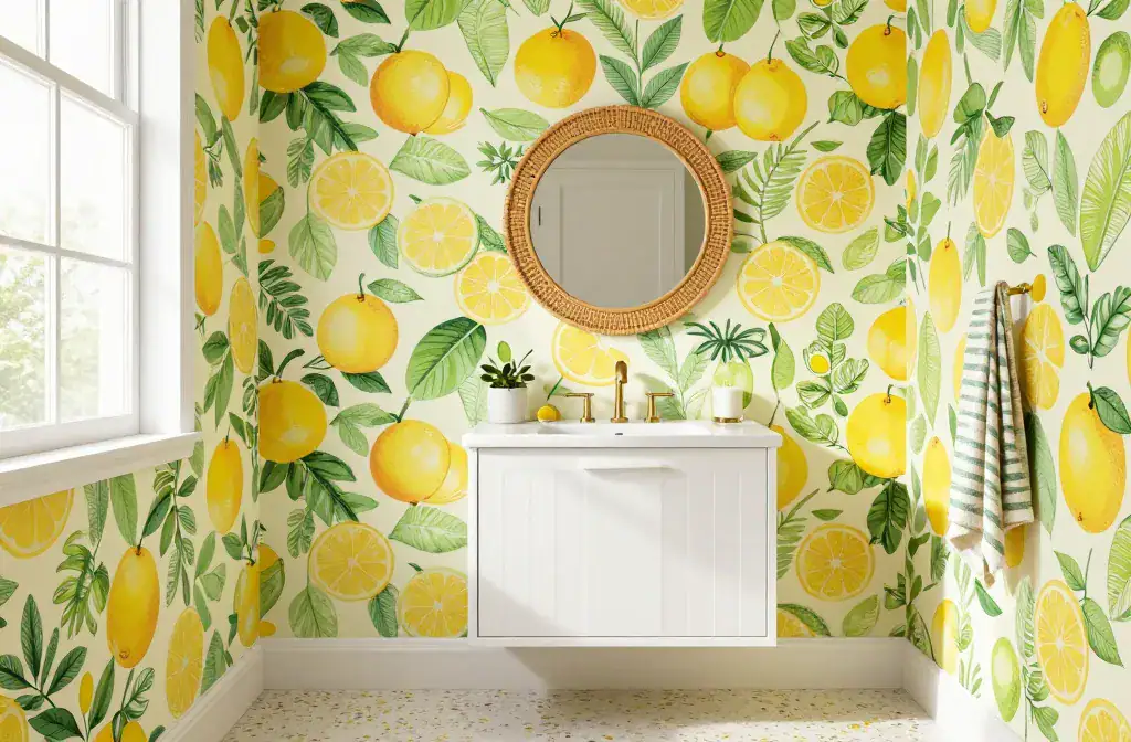 Splashy Walls: 16 Colorful Bathroom Wallpaper Ideas