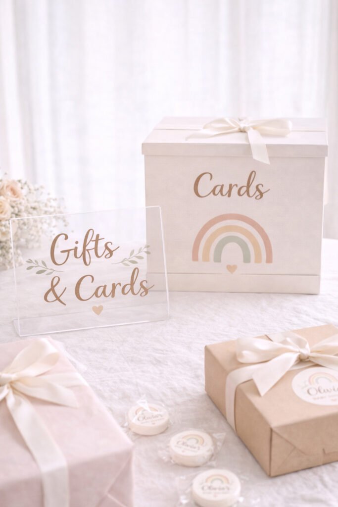 Baby shower gift table setup