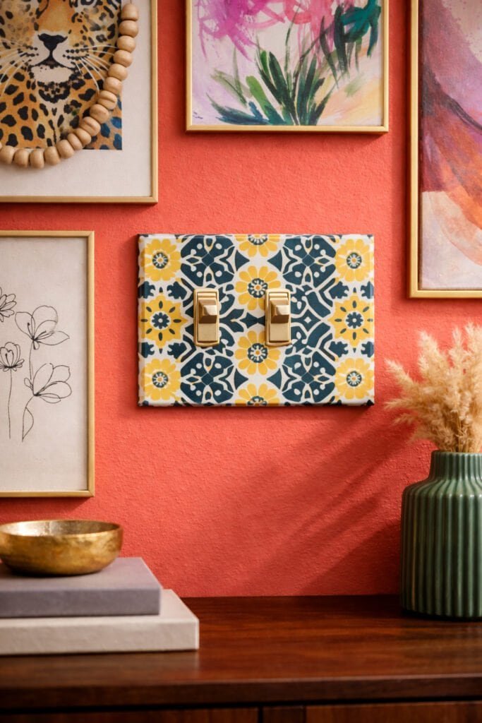 Modern teal wall with elegant switch plate