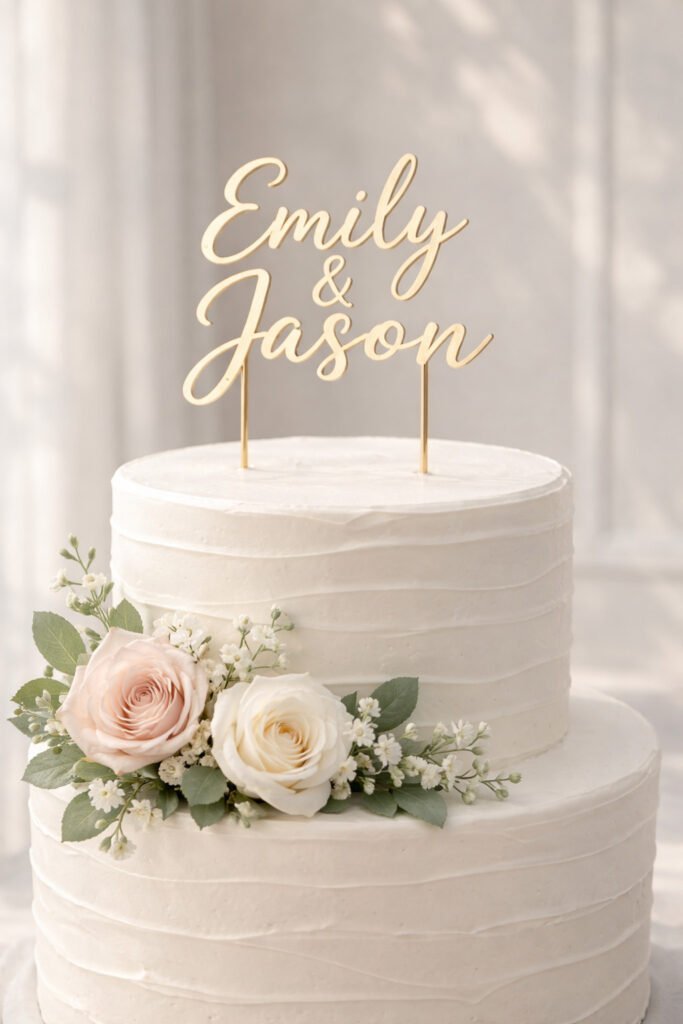 Elegant wedding cake with floral accents