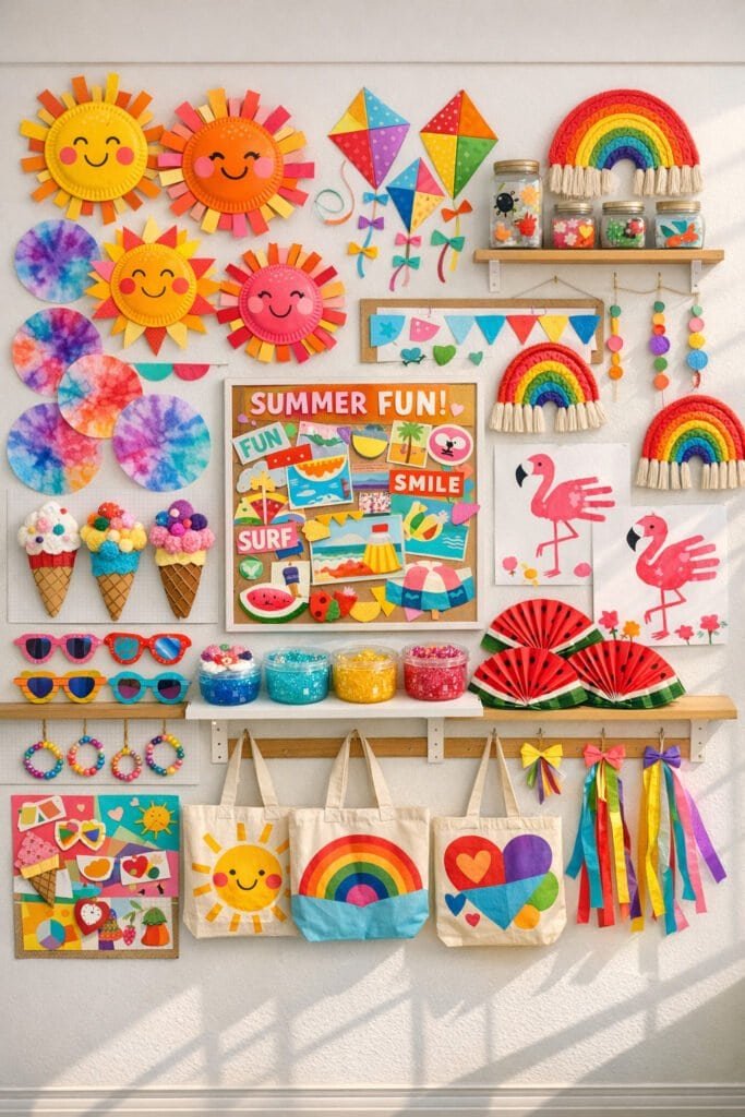 Summer classroom craft wall display for kids
