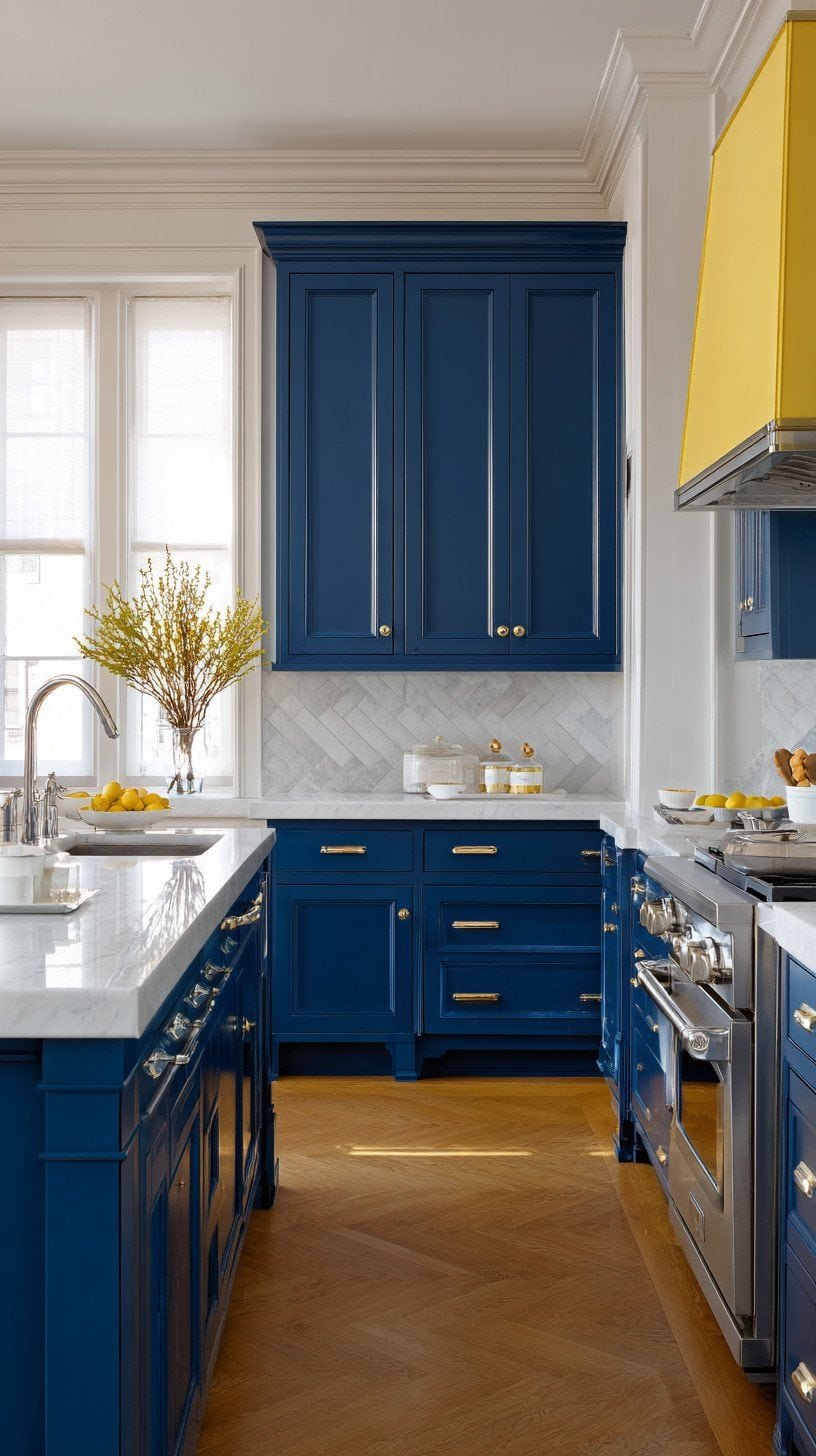 vibrant kitchen with cobalt and butter yellow accents