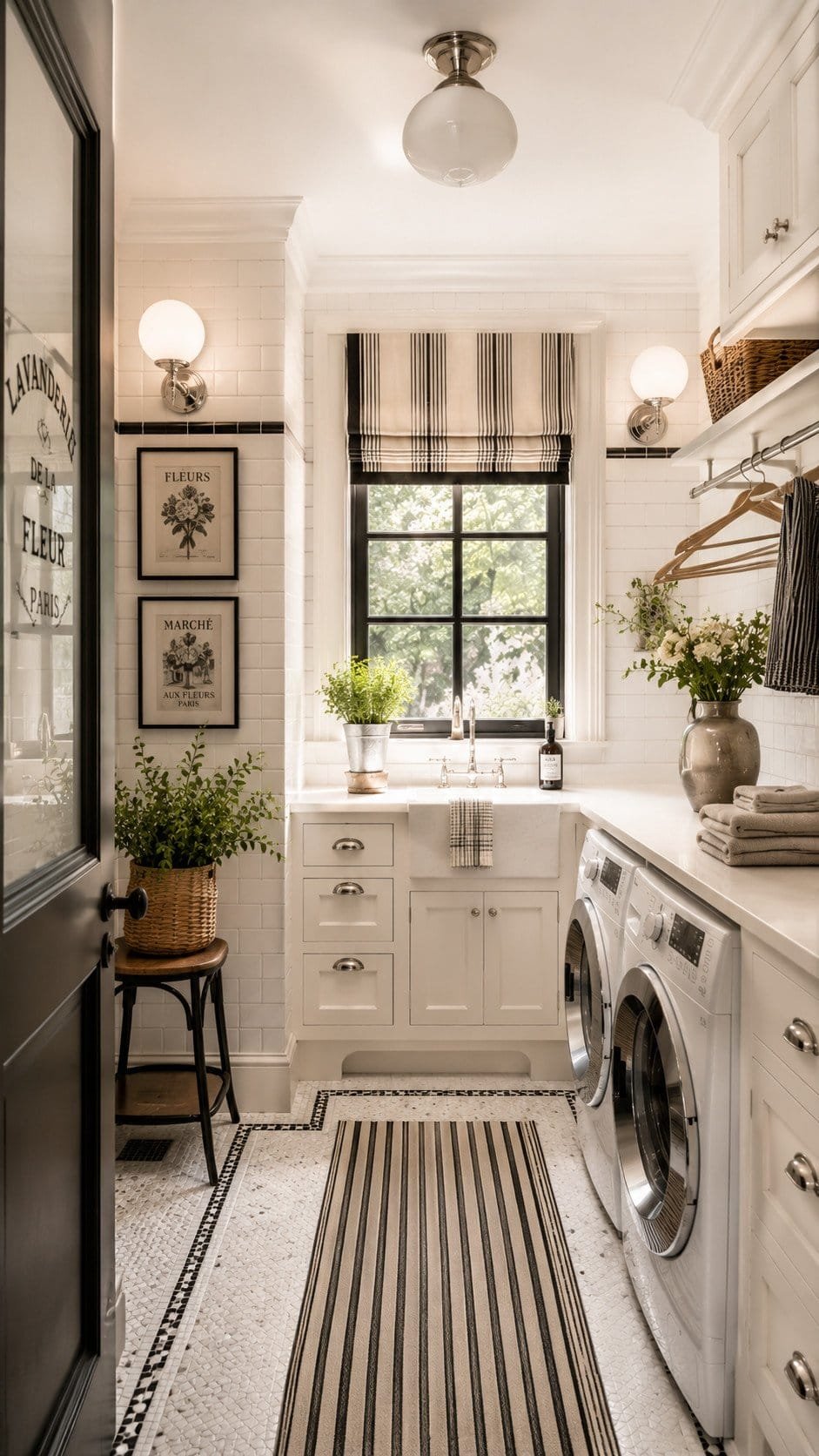 Chic Parisian-inspired laundry room design