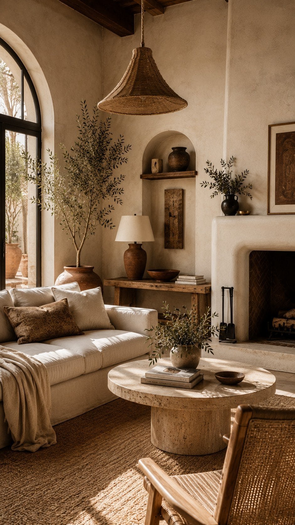 Cozy Mediterranean boho living room