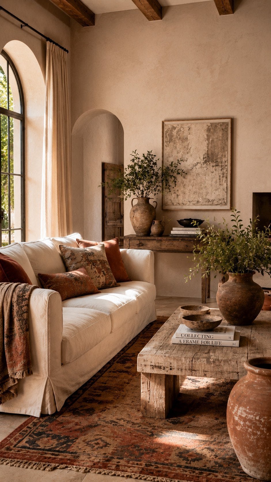Cozy Mediterranean living room interior