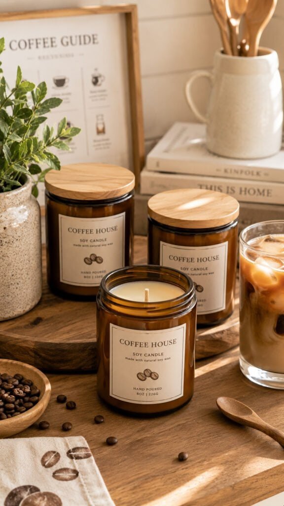 Cozy coffee-themed kitchen vignette