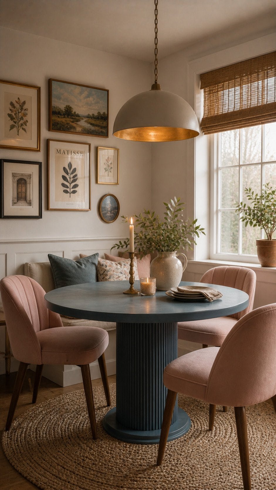 Cozy dining nook with soft lighting
