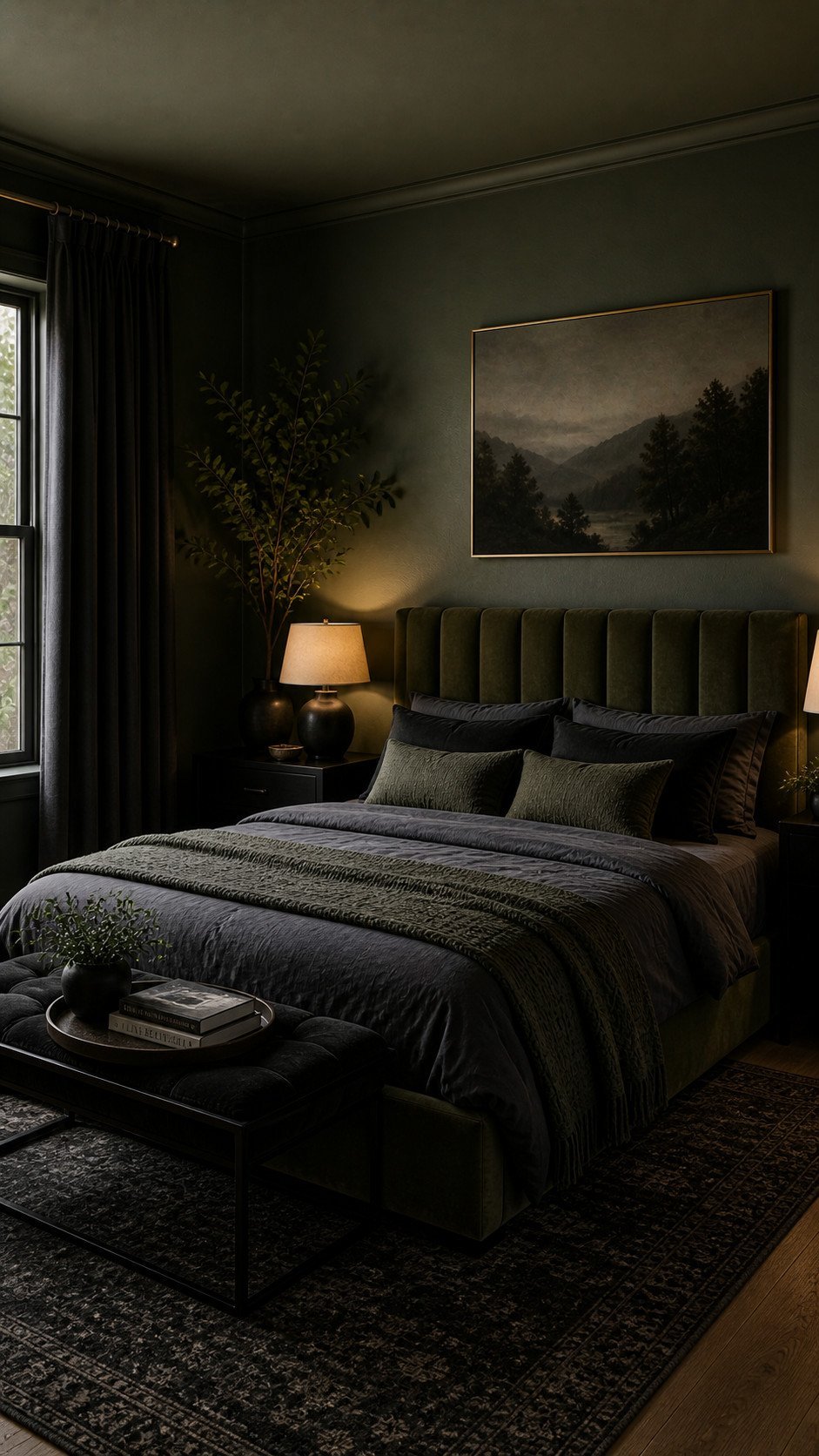 Cozy modern bedroom with warm ambiance