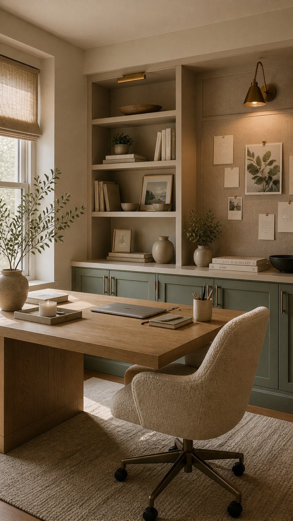 Cozy modern home office with natural light