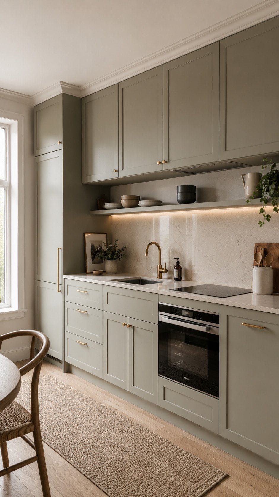 Cozy modern kitchen with brass accents