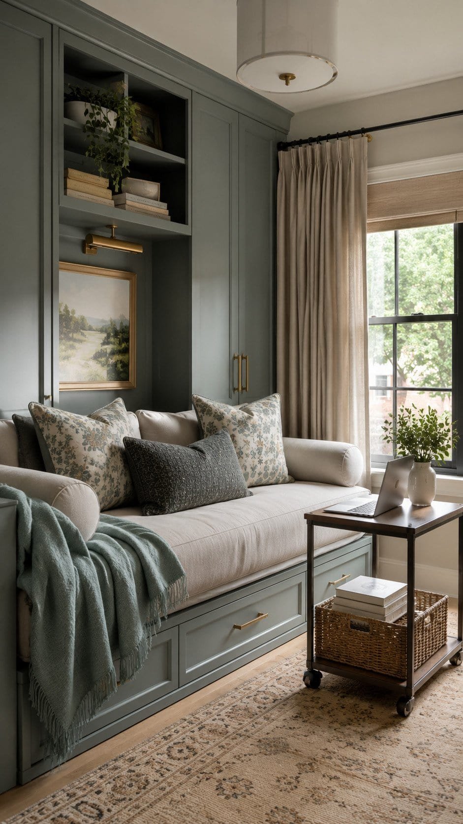 Cozy modern living room with greenery