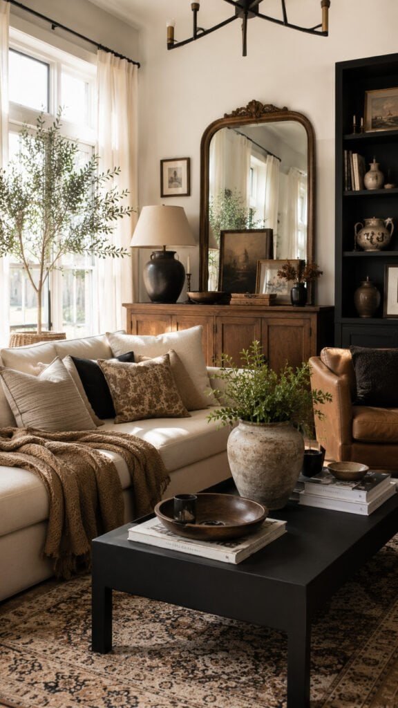 Cozy modern living room with natural light