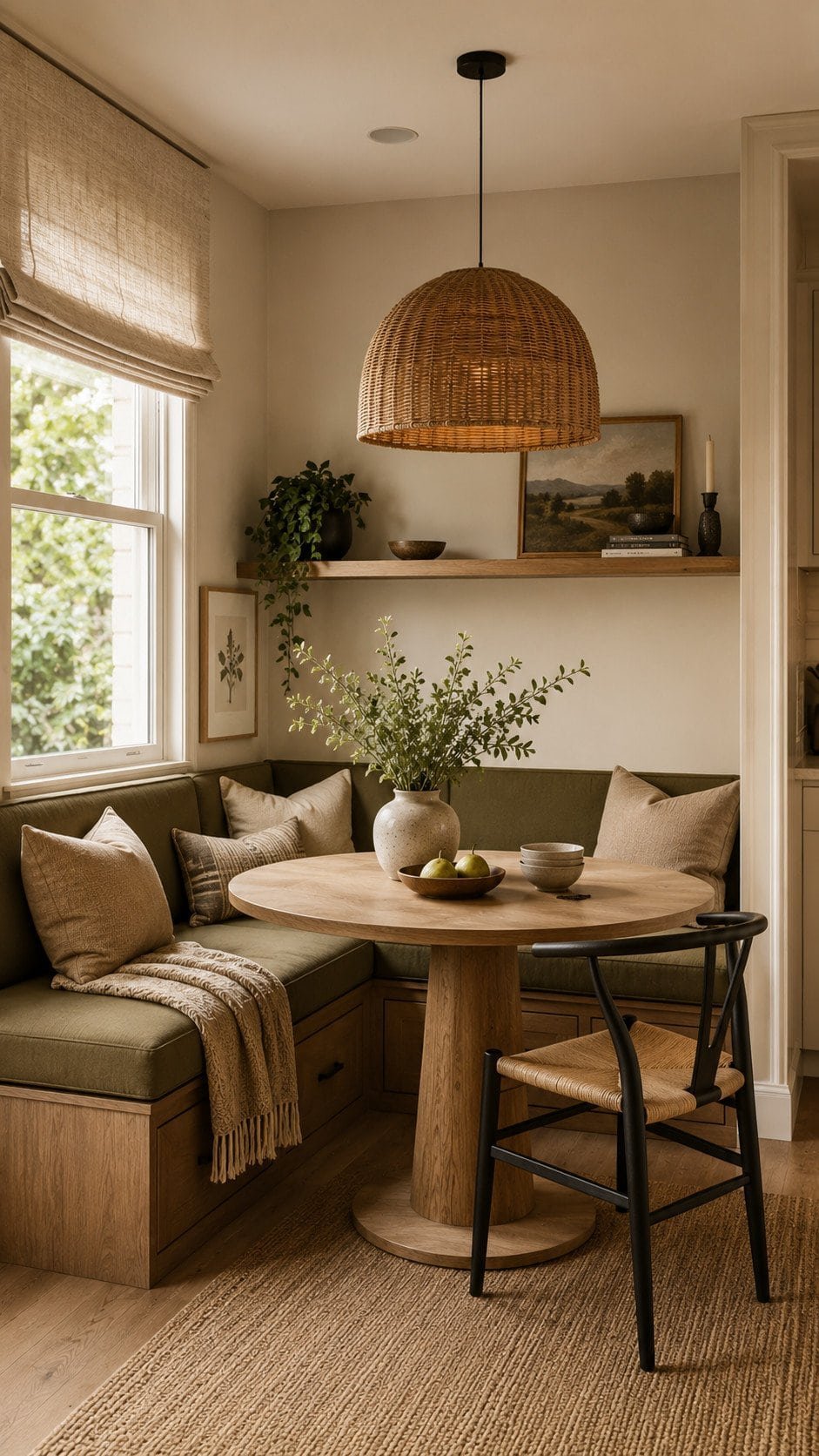 Cozy modern-rustic dining nook