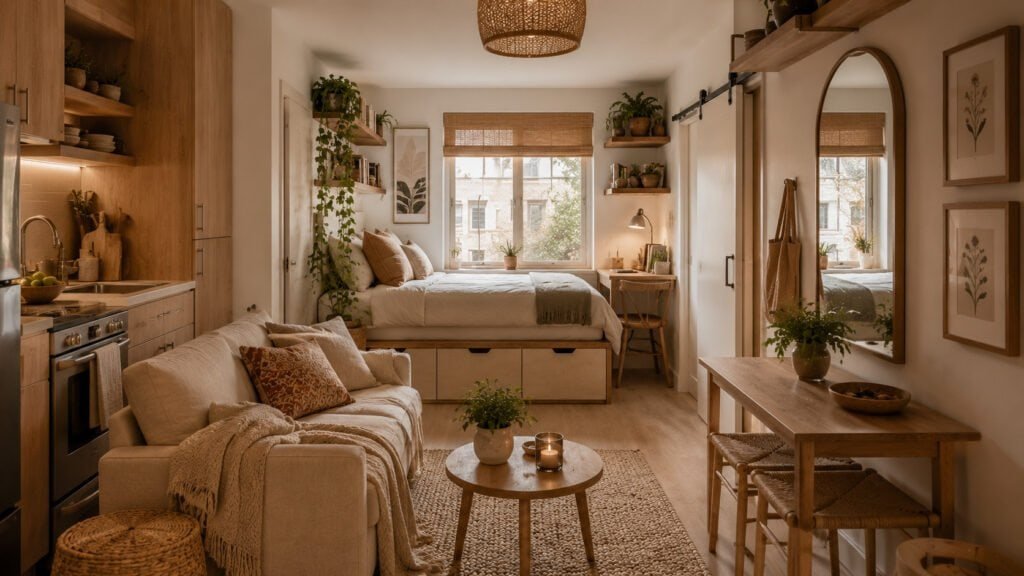 Cozy modern studio with natural light