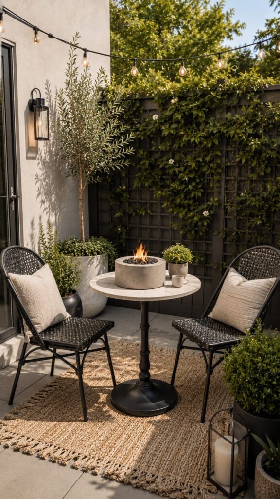 Cozy outdoor patio with fire feature