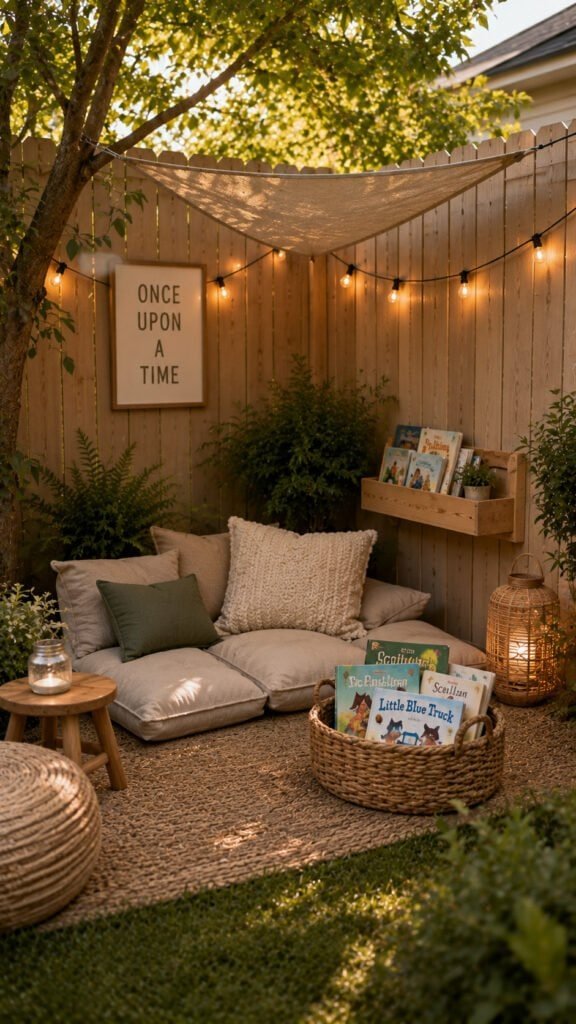 Cozy reading nook under the trees