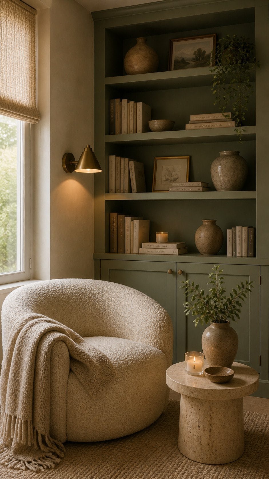 Cozy reading nook with natural light
