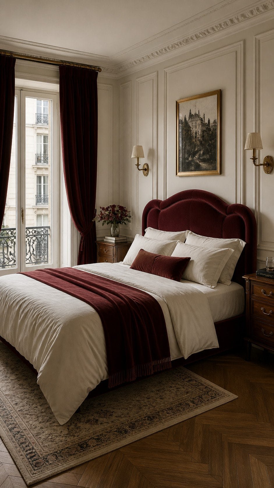 Elegant Parisian bedroom with classic decor