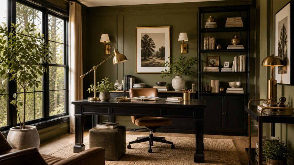 Elegant home office with modern decor - Title