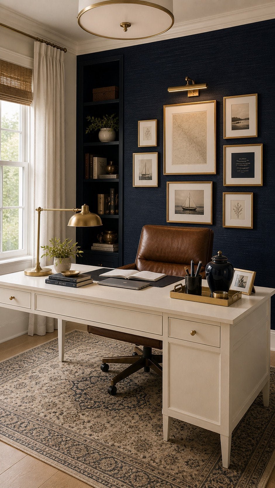 Elegant home office with warm accents