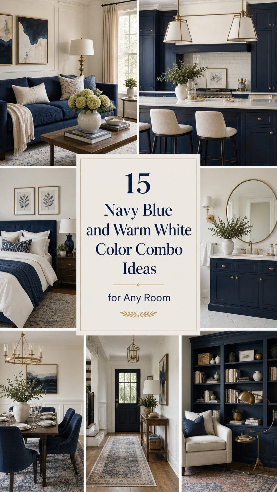 Elegant navy and white room ideas