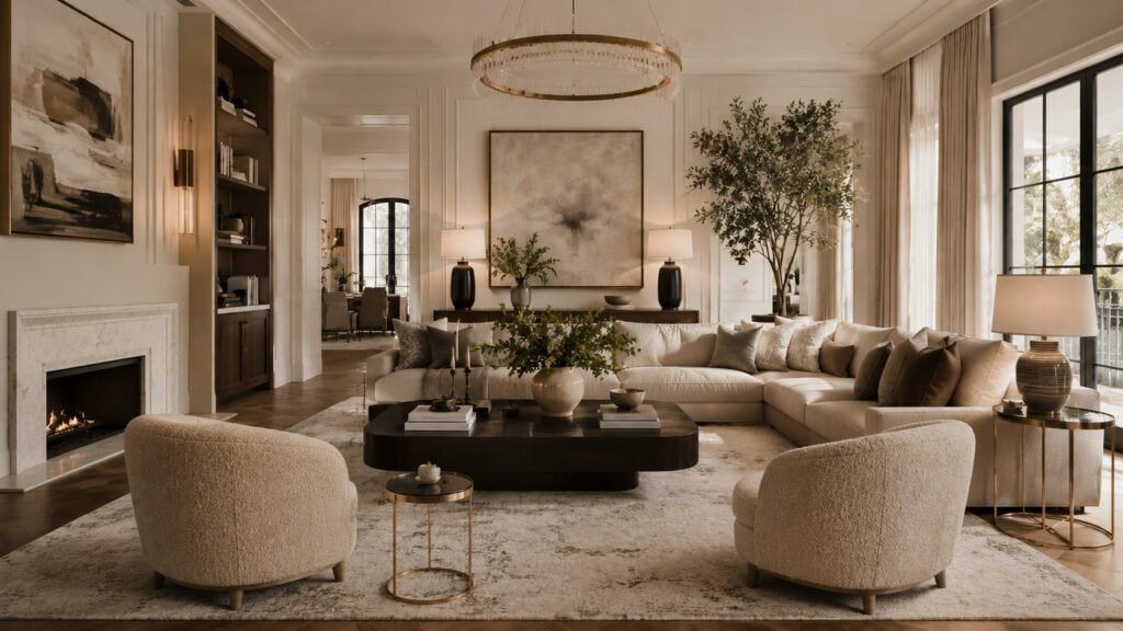 Elegant, serene living room design