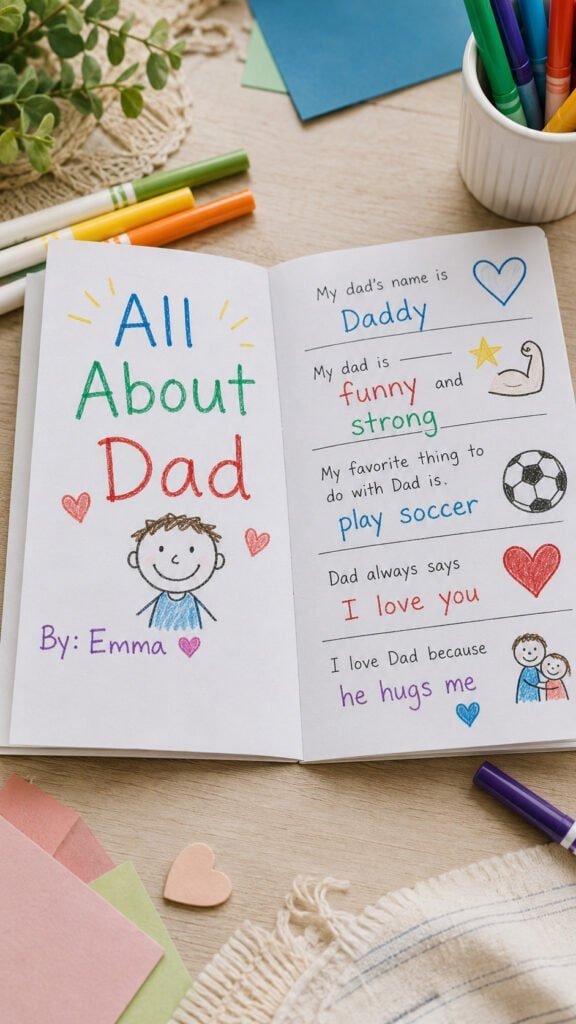 Handmade “All About Dad” booklet - Father’s Day ideas for kids