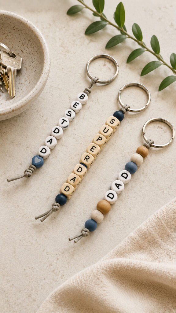 Handmade beaded keychains for dad