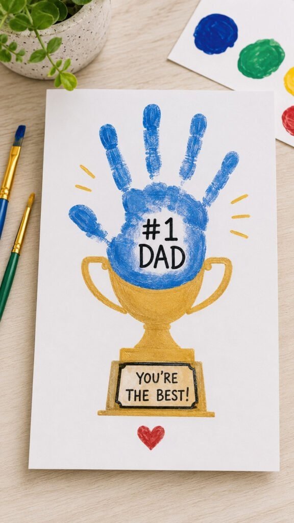Handprint trophy art for dad