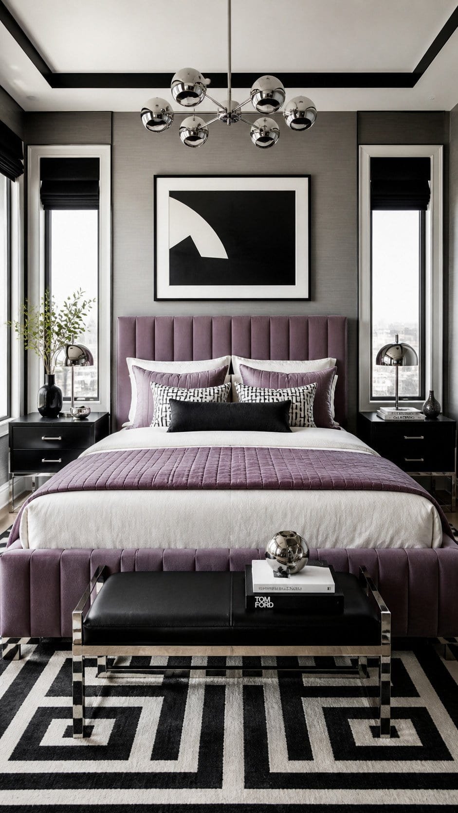 Modern chic bedroom with geometric accents