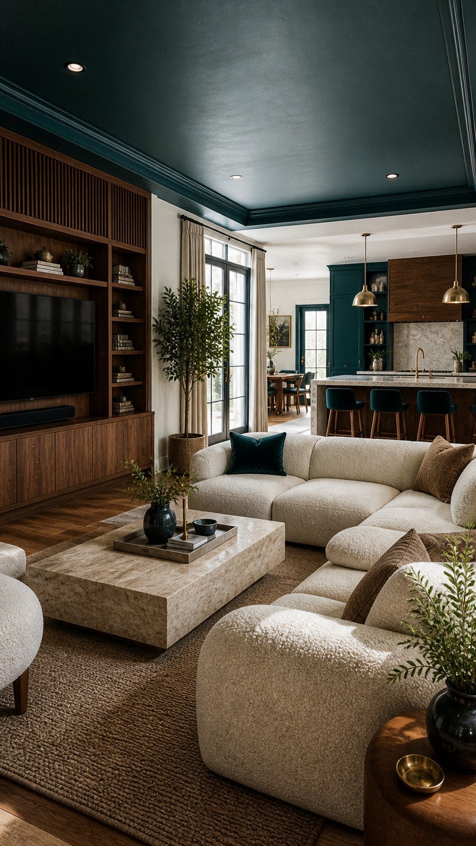 Modern cozy living and kitchen space