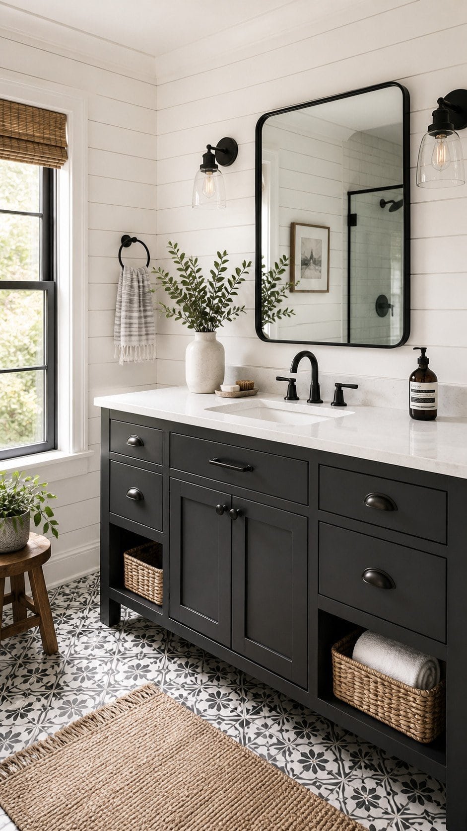 Modern farmhouse bathroom with sleek design