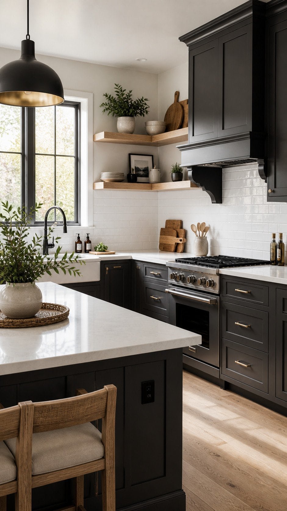 Modern farmhouse kitchen with natural light