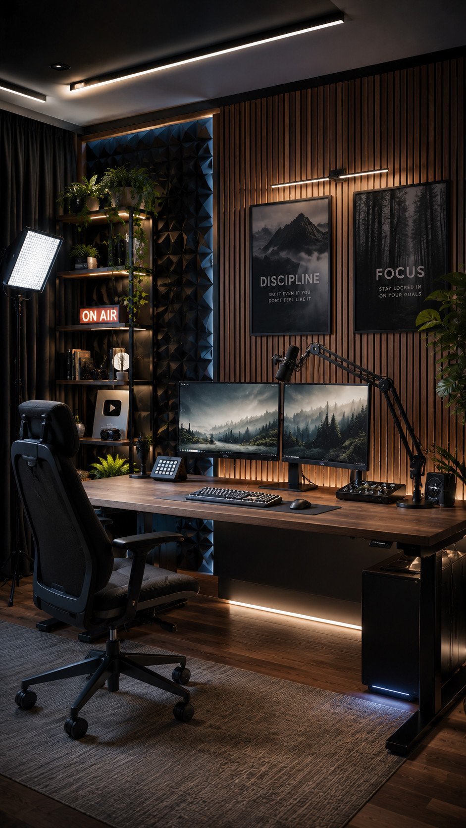 Modern gaming studio with cinematic lighting