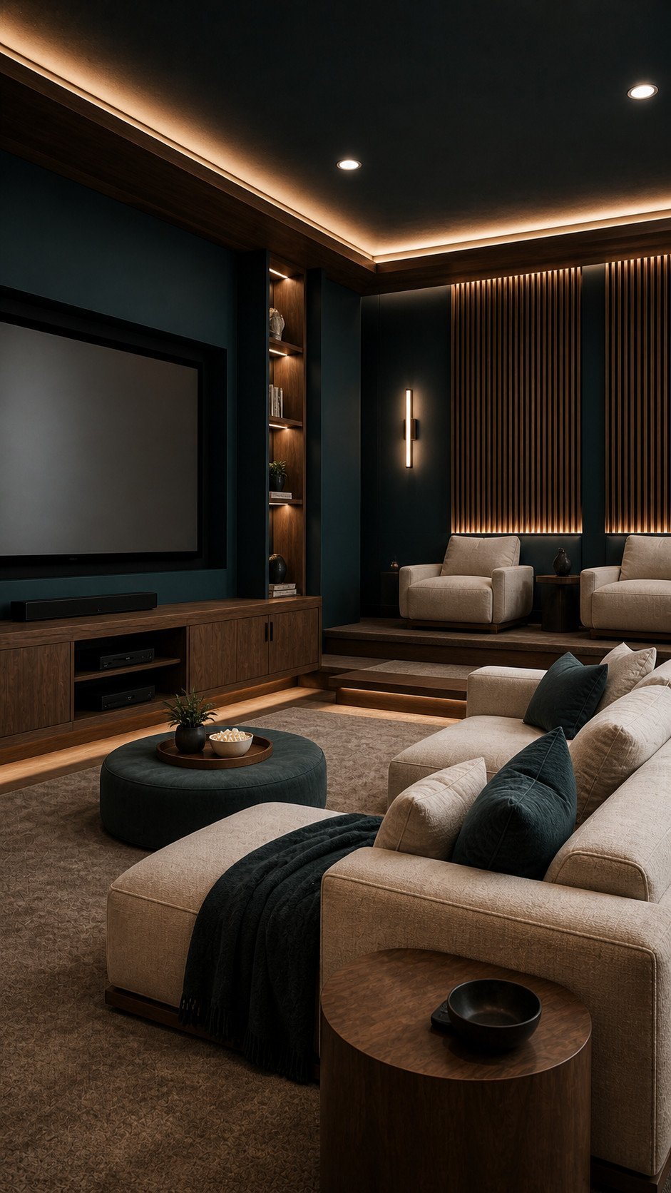 Modern home theater with cozy atmosphere
