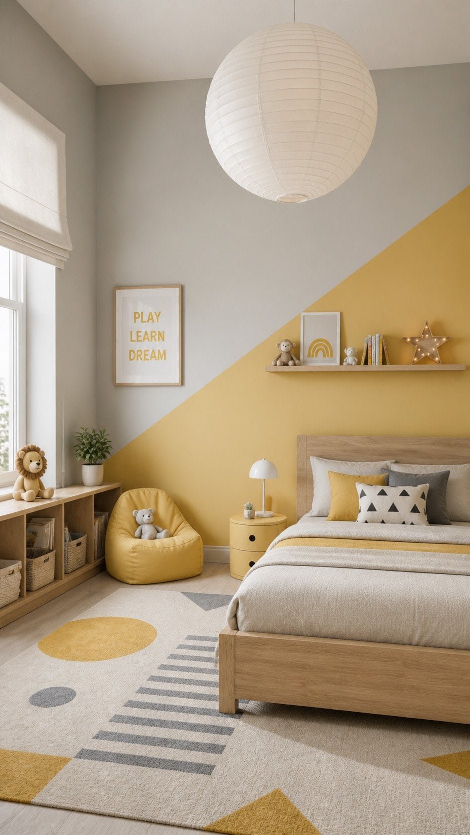 Modern kids' bedroom with cozy accents
