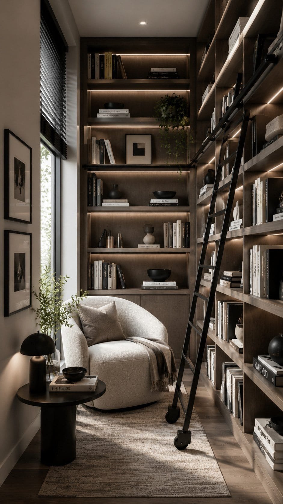 Modern reading nook with elegant decor