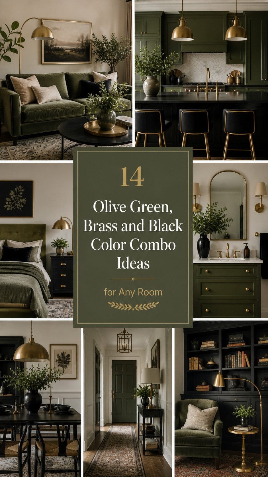 Olive green, brass, and black inspiration