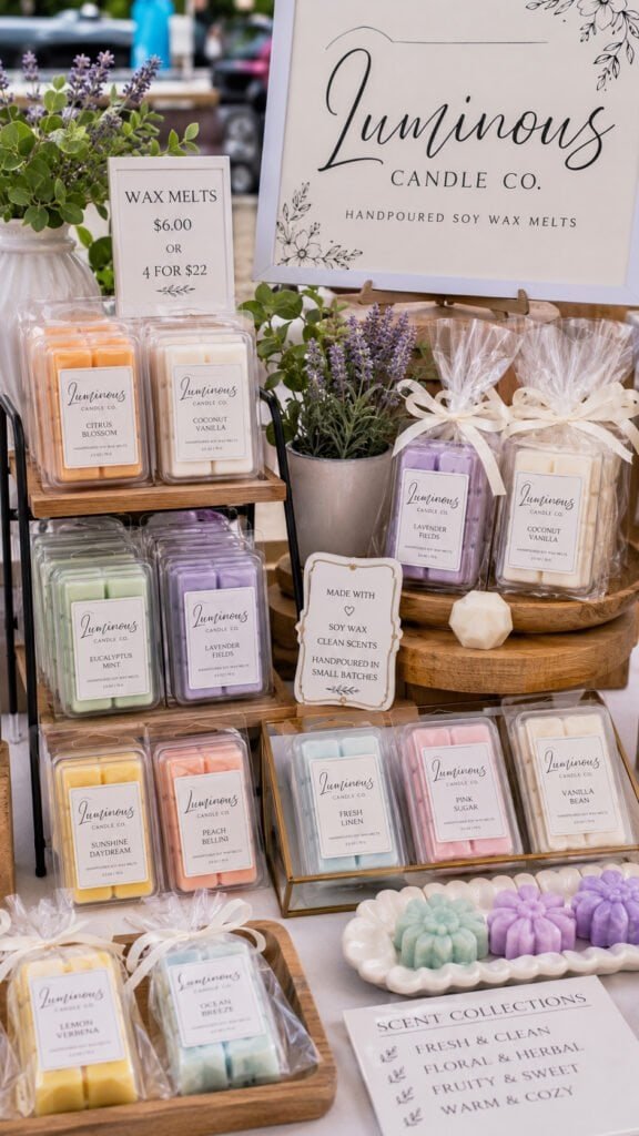Pastel wax melts at artisan booth